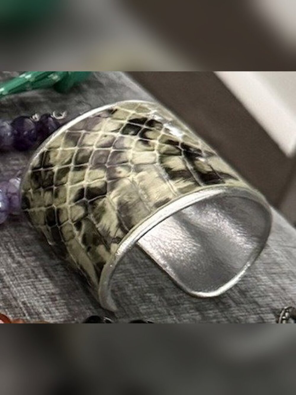 Snakeskin Print Wide Cuff